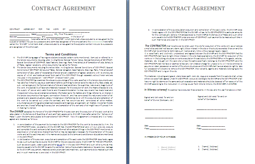 Business Contracts Free Templates