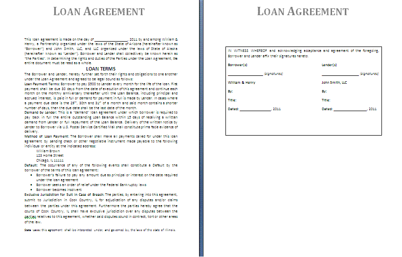 Personal Auto Loan Template