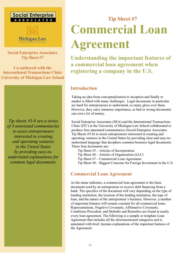 Commercial Loan Agreement Template