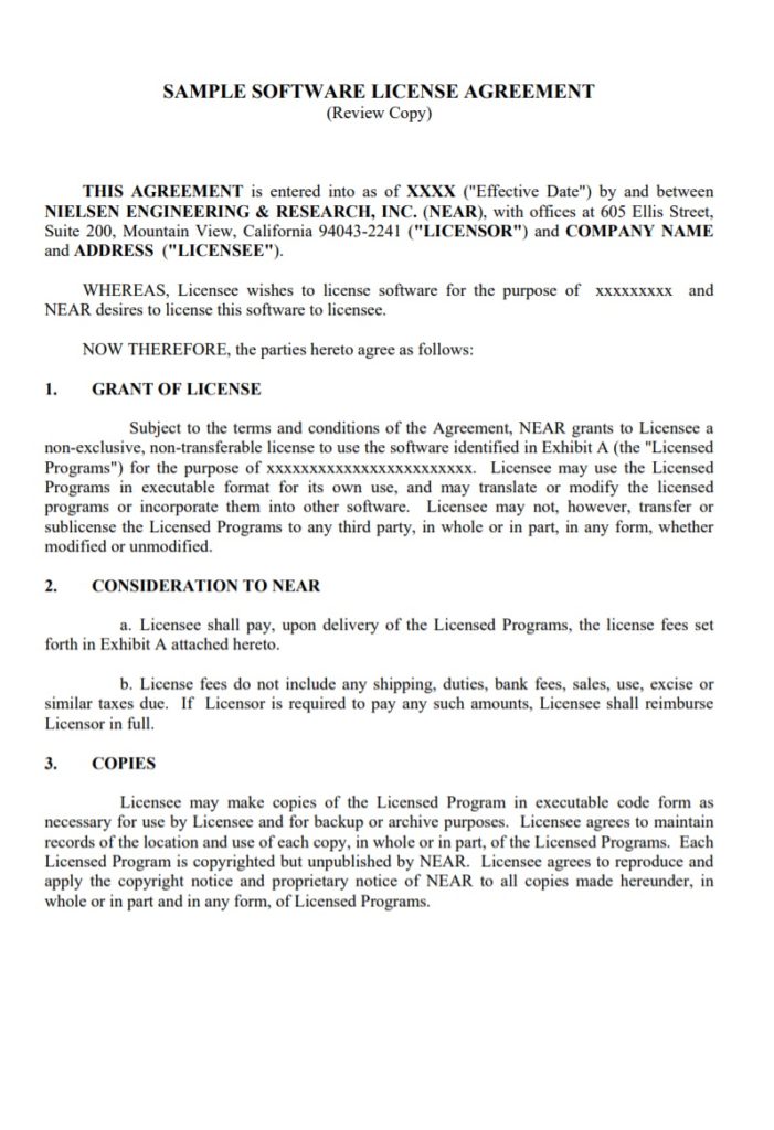 License Agreement Sample