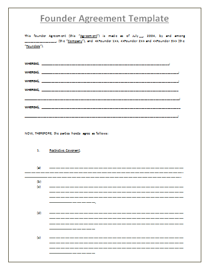 Founder Agreement Template