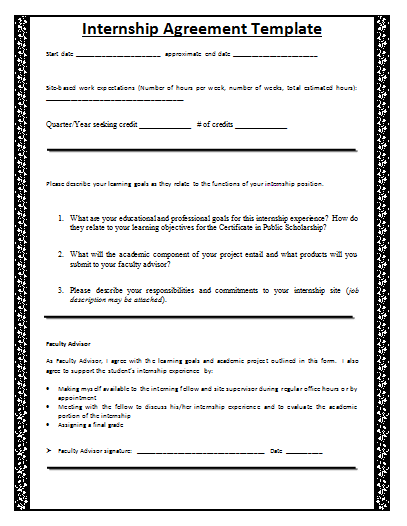 Internship Agreement Template