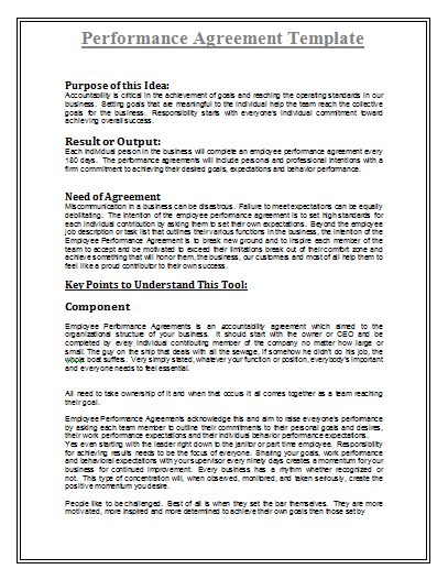 Performance Agreement Template