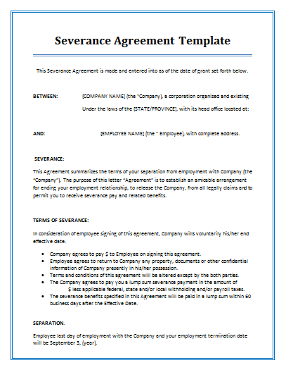 Severance Agreement Template