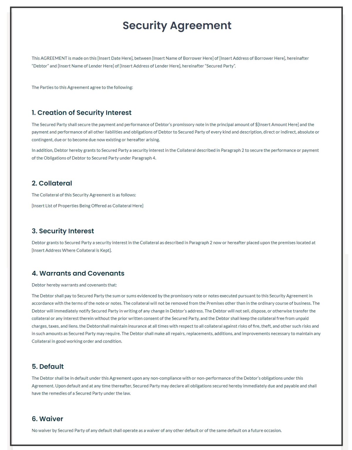 security-agreement-sample-free-agreement-templates