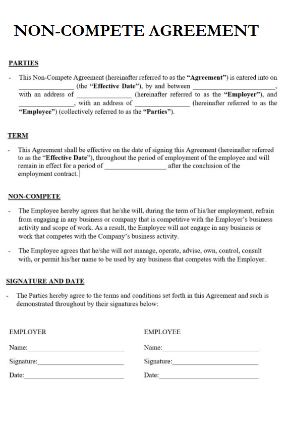 Non-Compete Agreement Example