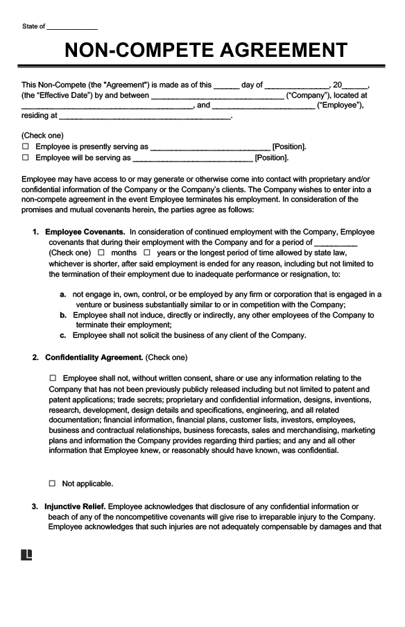 Non-Compete Agreement Format